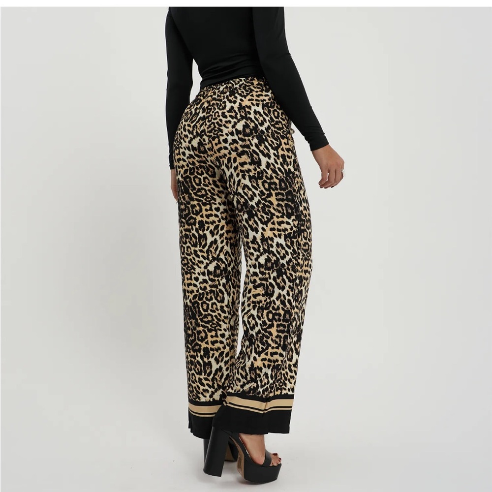 New Michael Kors Printed chiffon Wide-Leg Pants Womens Size XL Brown $110
